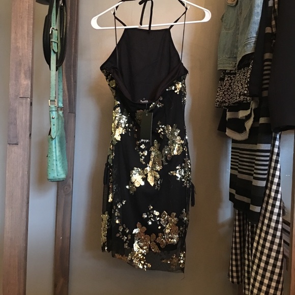 Floral sequin & tassel halter dress. - Picture 3 of 4